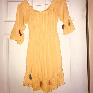 Yellow off the shoulder dress